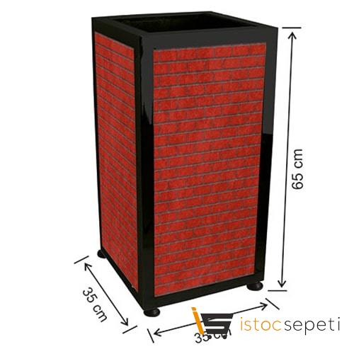 Arı Metal 1731 Bahçe Çöp Kovası Kare Ahşaplı Dekorlu Metal İç Kovalı