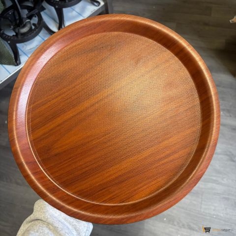 Ahşap Desenli 33Cm Kaymaz Tepsi 10 Adet Toptan