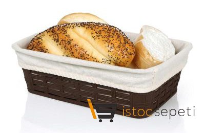 Hasır Desenli Köşeli Ekmek Sepeti Bez Kaplamalı 15.5x22.5 cm