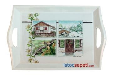 Melamin Kulplu Çay Tepsisi