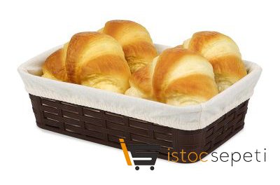 Hasır Desenli Köşeli Ekmek Sepeti Bez Kaplamalı 17.5x25.5 cm