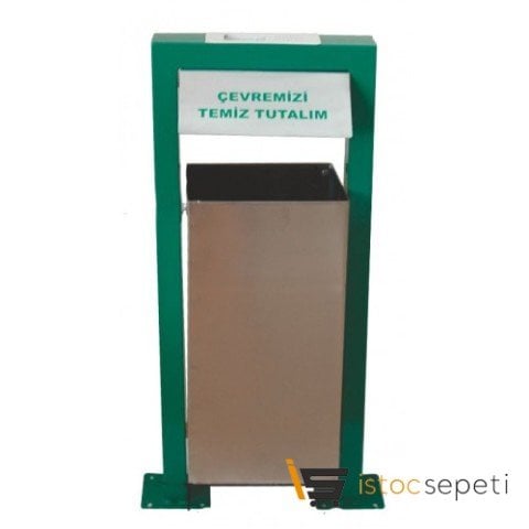 Arı Metal 1724 Bahçe Tip Çöp Kovası Kare Kovalı Paslanmaz