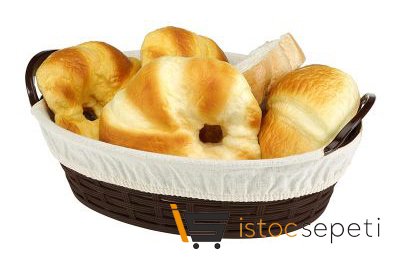 Ekmek Sepeti Hasır Desenli Oval Bez Kaplamalı 28 cm