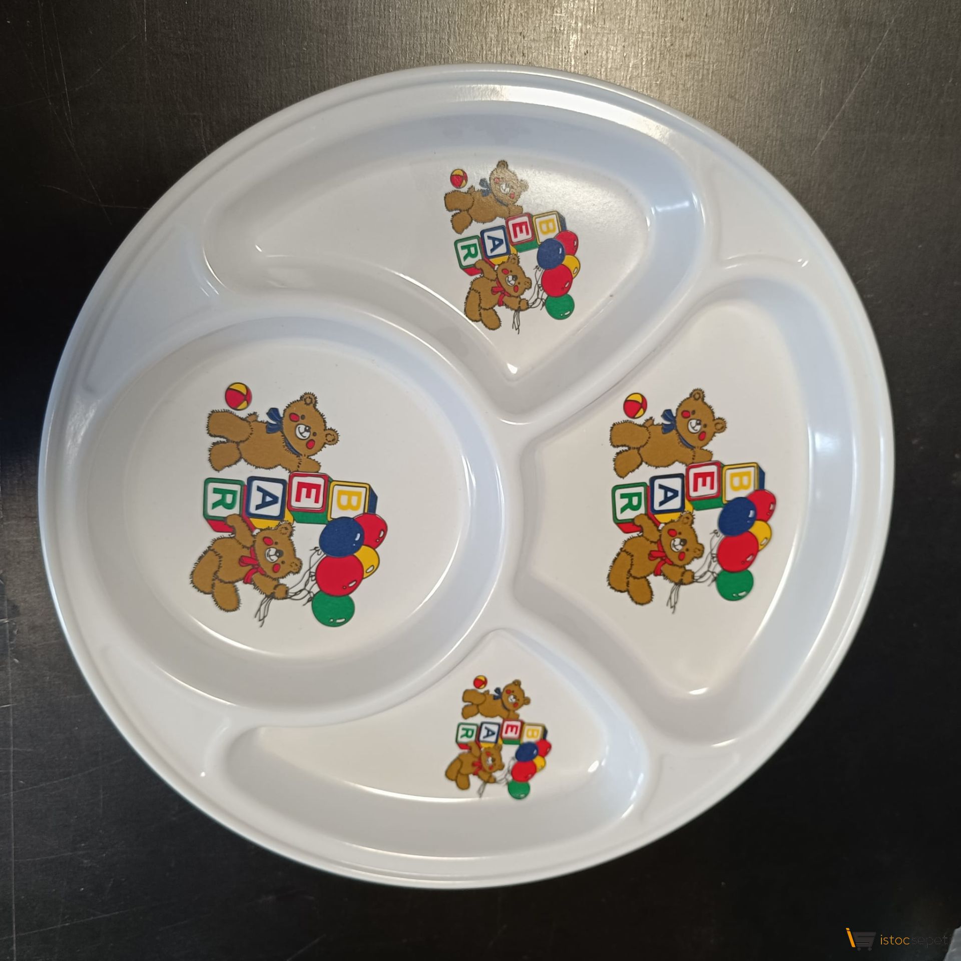 Çocuk Tabldot Tabak Desenli Beyaz 10 Adet