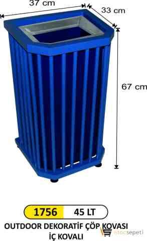 Arı Metal 1756 45 Lt Outdoor Dekoratif Çöp Kovası İç Kovalı