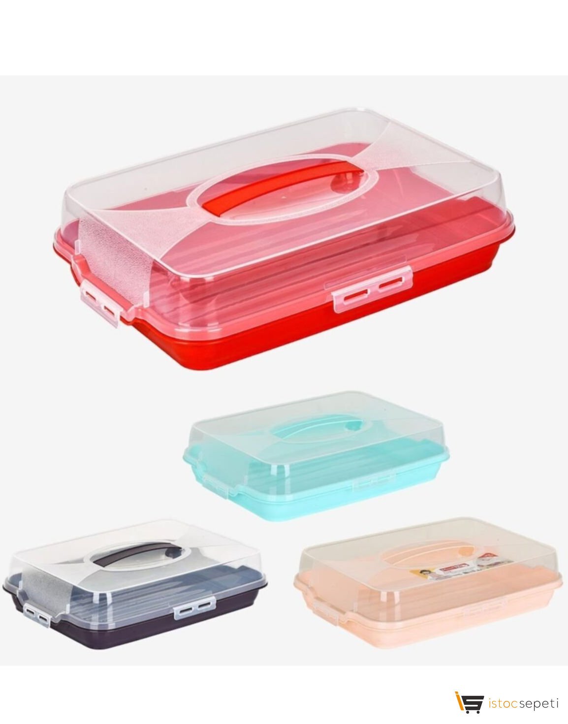 Plastart Kilit Kapaklı Kek Saklama Kutusu