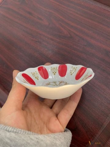 Kırmızı Desenli Kahveci Çay Tabağı 10 Adet Toptan