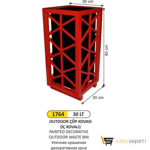 Arı Metal 1764 30 Lt Outdoor Çöp Kovası Dekoratif Boyalı