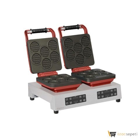 Omake WFL21.E25 Z5F Dijital Yuvarlak Mini Belçika Çiftli Waffle Makinesi, Elektrikli