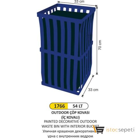 Arı Metal 1766 54 Lt Outdoor Çöp Kovası Dekoratif Boyalı İç Kovalı