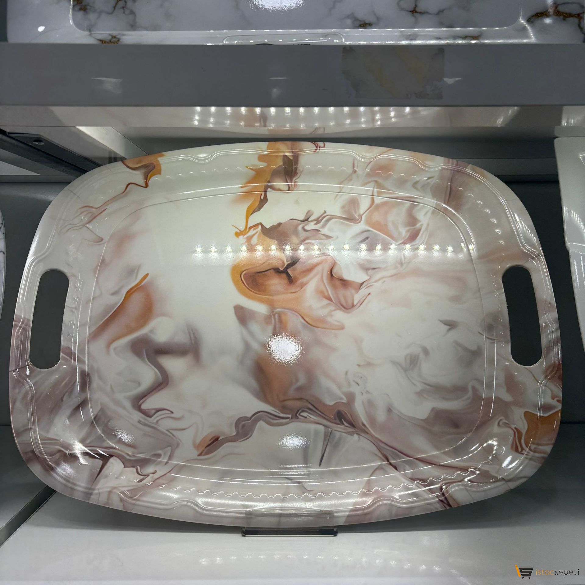 Zarif Desenli Melamin Tepsi 10 Adet Toptan