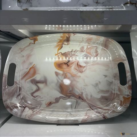 Zarif Desenli Melamin Tepsi 10 Adet Toptan