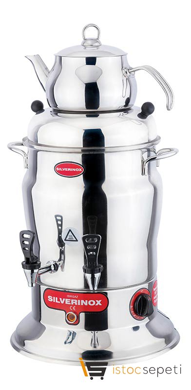 SilverInox Crown Çay Semaveri 2 Demlikli 100 Bardak Kapasiteli 10 L