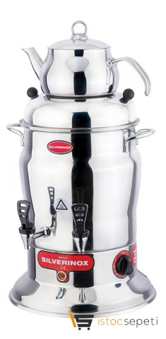 SilverInox Crown Çay Semaveri 2 Demlikli 100 Bardak Kapasiteli 10 L