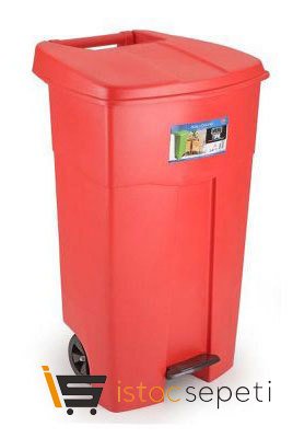 Pedallı Çöp Kovası 125 L Kırmızı