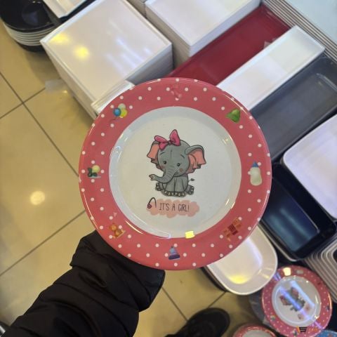 Termostar Desenli Çocuk Tabak 21 Cm Pembe 10 Adet Toptan