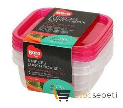 Kare Mini Saklama Kabı 3'lü 350 ml