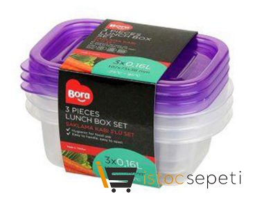 Saklama Kabı Dikdörtgen Mini Sığ 3'lü Set 160 ml