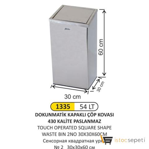 Arı Metal 1335 Kare Kapaklı Çöp Kovası 54 lt