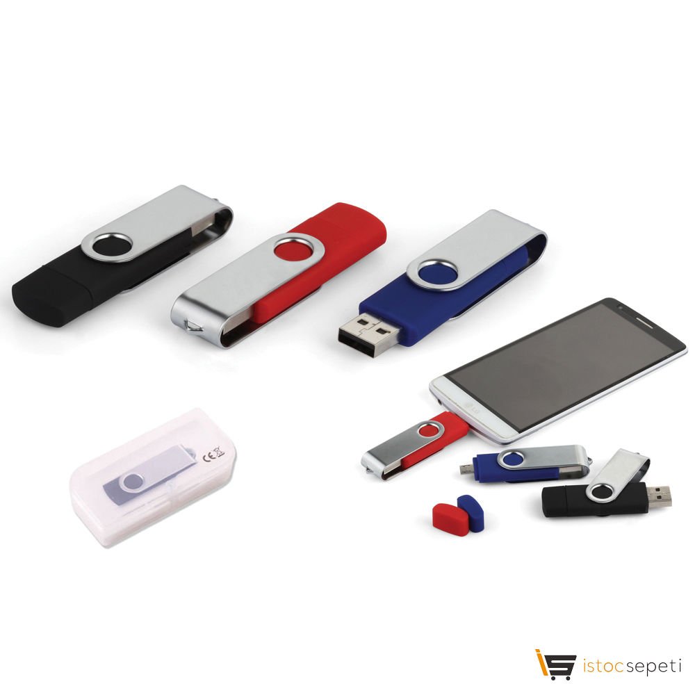 Promosyon 8 GB Döner Kapaklı USB Bellek (OTG Özellikli)