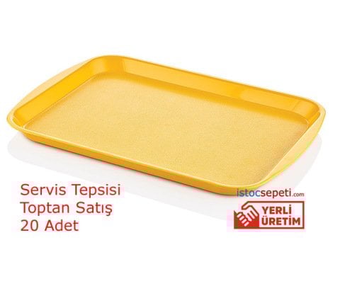 Servis Tepsisi Toptan 20 Adet Cafe ve Fast Food Tepsileri Sarı Renkli
