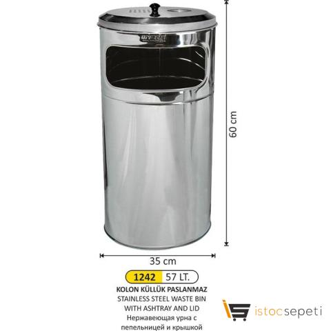 Arı Metal 1242 57 Lt Kolon Küllük Paslanmaz