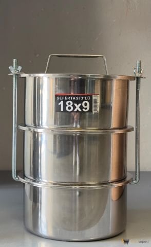 Sefer Tasları Çelik 5 Kişilik 6.5 Lt Yemek Taşıma Kabı 18x9cm