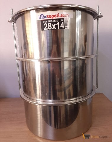 Çelik Sefer Tası Büyük Boy 28cmx14cm 25 Litre 27 Kişilik