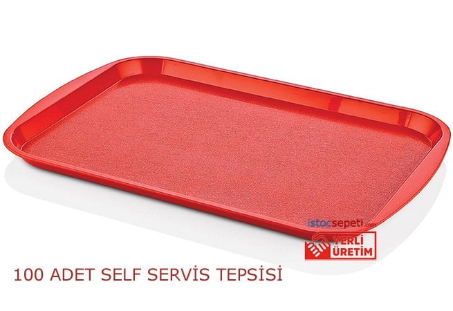 Plastik Self Servis Tepsisi Toptan Fiyatları 100 Adet Kırmızı