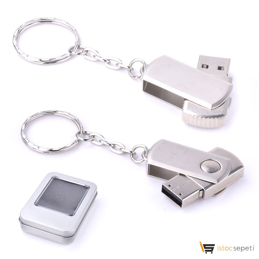 Promosyon 8 GB Döner Kapaklı Metal Anahtarlık USB Bellek