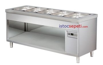 Benmari Altı Açık Dolaplı 5 Hazneli Sıcak Yemek Tezgahı Elektrikli