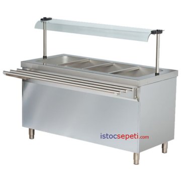 Benmari Altı Sıcak Dolaplı Sıcak Yemek Tezgahı 4 Havuzlu Elektrik ile Çalışan Benmari