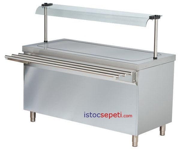 Açık Büfe Yemek Tezgahı Elektrikli Sıcak Pleyt Altı Isıtmalı Dolaplı