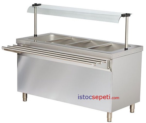 Soğuk Servis Tezgahı Elektrikli Altı Açık Dolaplı 4 Hazneli