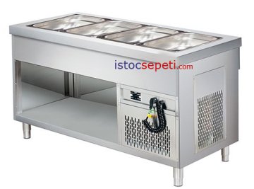 Soğuk Servis Tezgahı Elektrikli Altı Açık Dolaplı 4 Hazneli