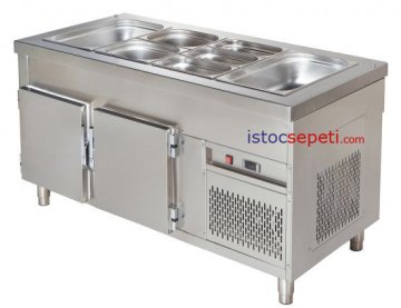 Soğuk Servis Üniteleri Açık Büfe Altı Soğuk Dolaplı 4 Hazneli Yemek Servis Tezgahı