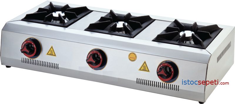 Üçlü Lokanta Ocakları Tüplü Sanayi Mutfak Ocağı Set Üzeri