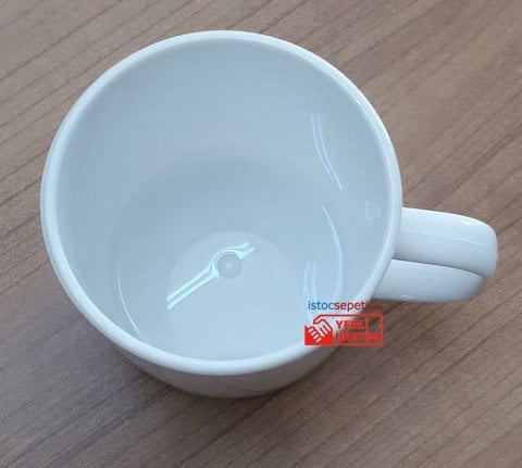 Plastik Çay Kahve Bardağı Beyaz Kulplu Kupa Polikarbon Kırılmaz 200 Ml