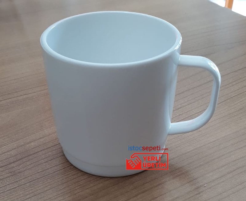 Plastik Çay Kahve Bardağı Beyaz Kulplu Kupa Polikarbon Kırılmaz 200 Ml