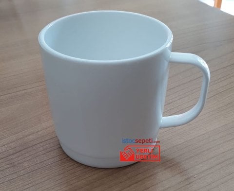 Plastik Çay Kahve Bardağı Beyaz Kulplu Kupa Polikarbon Kırılmaz 200 Ml