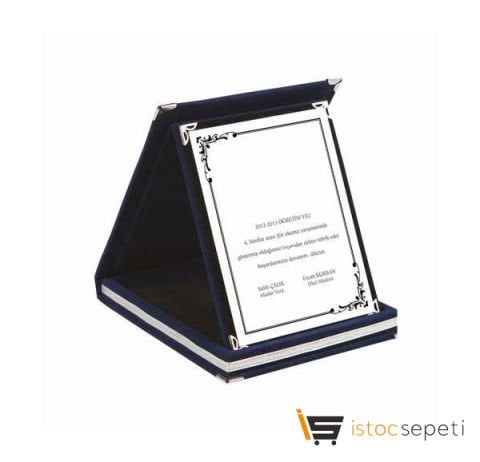 Kadife Kutulu Lacivert Plaket 15*20 cm Promosyon