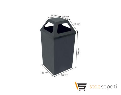 Arı Metal 1376 54 Lt Piramit Çöp Kovası Füme Renk 30X30X60+15 Cm