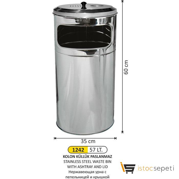 Arı Metal 1273 42 Lt. Kolon Küllük Paslanmaz 30X60 Cm