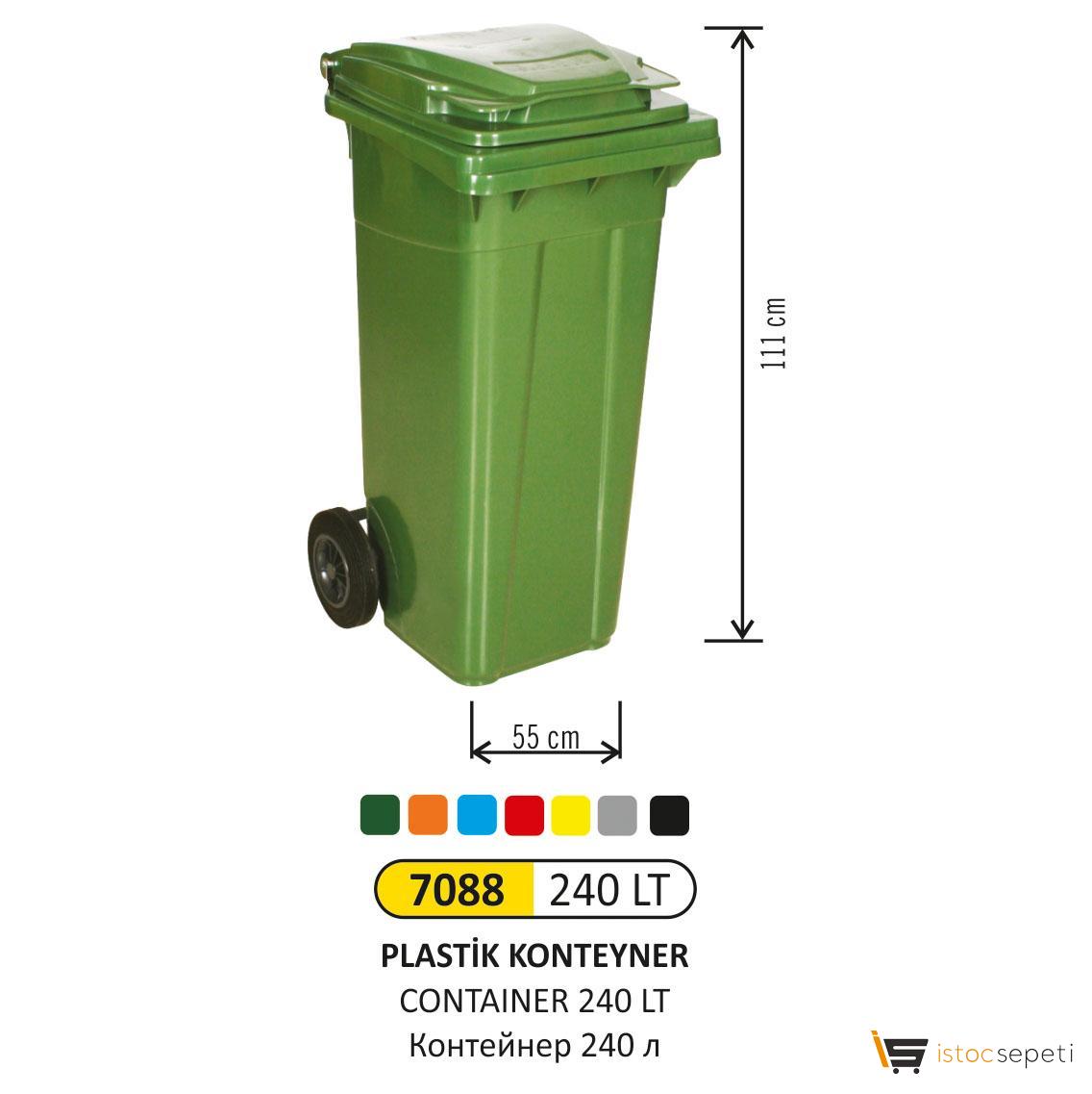 Arı Metal 7088 Konteyner 240 Litre Plastik Yeşil