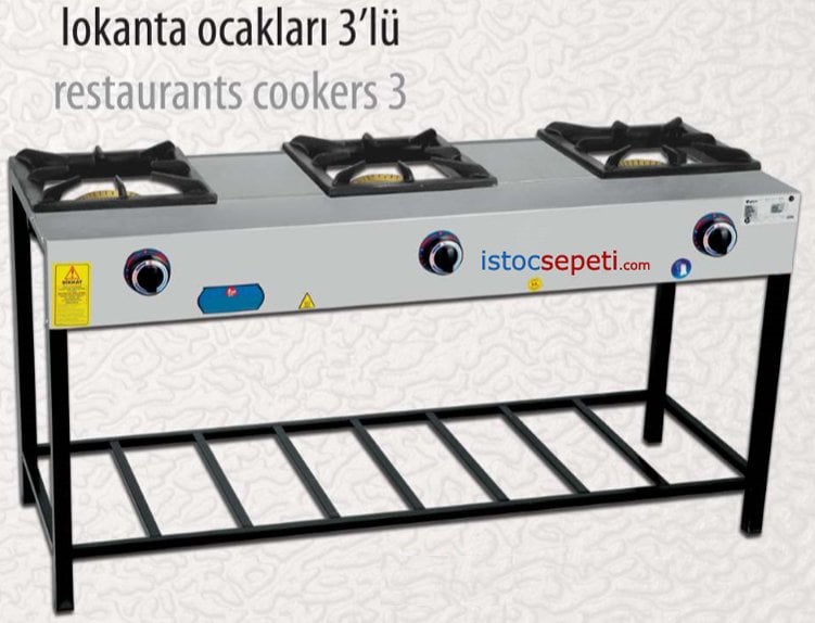 3 Gözlü Doğalgazlı Lokanta Ocağı Sanayi Tipi Uzun Ayaklı Ocaklar