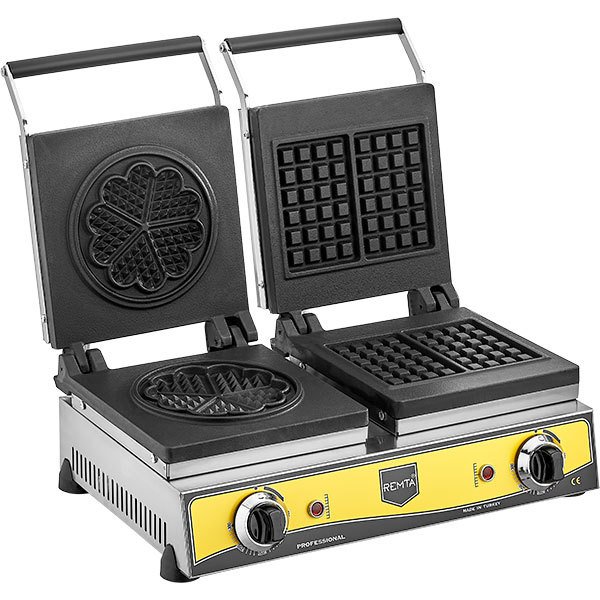 Elektrikli Çiftli Kare ve Çiçek Model Waffle Makinesi 21 cm