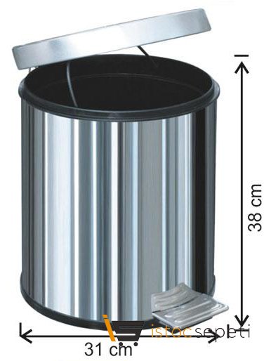 Arı Metal Paslanmaz Pedallı Çöp Kovası 20 Litre 1014