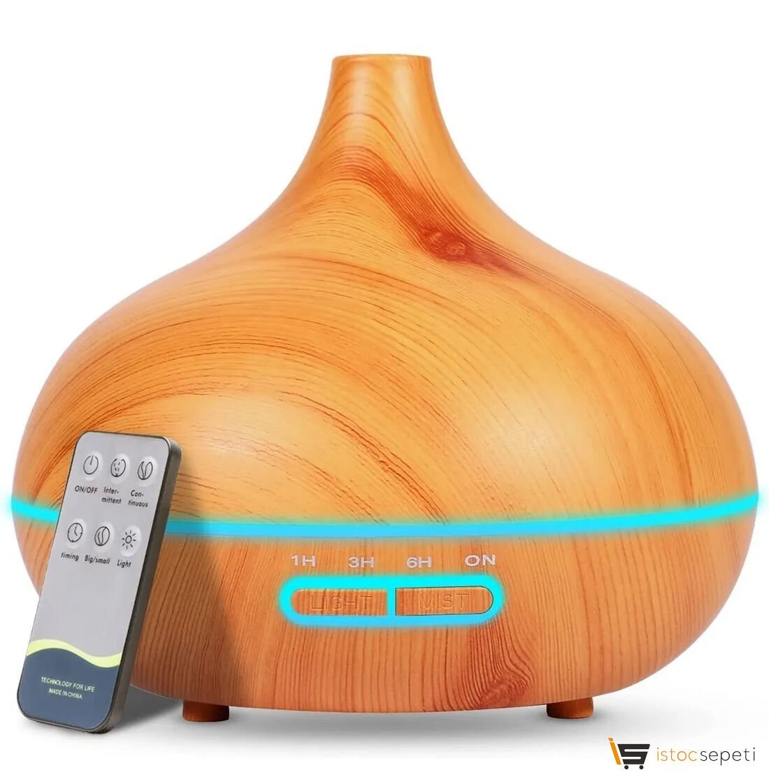 Büyük 550 Ml Hava Nemlendirici Ortam ve Oda İçin Kumandalı Ultrasonik Işıklı Zamanlayıcı