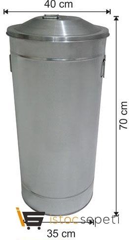 Arı Metal 1094 70 Lt Galvaniz Manuel Kapaklı Çöp Kovası Endüstriyel