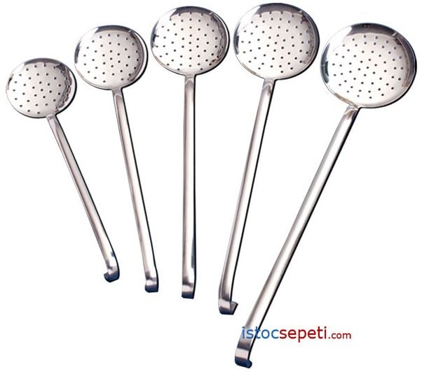 Sanayi Tipi Kevgir 14 cm Paslanmaz Çelik Sık Delikli Kevgir